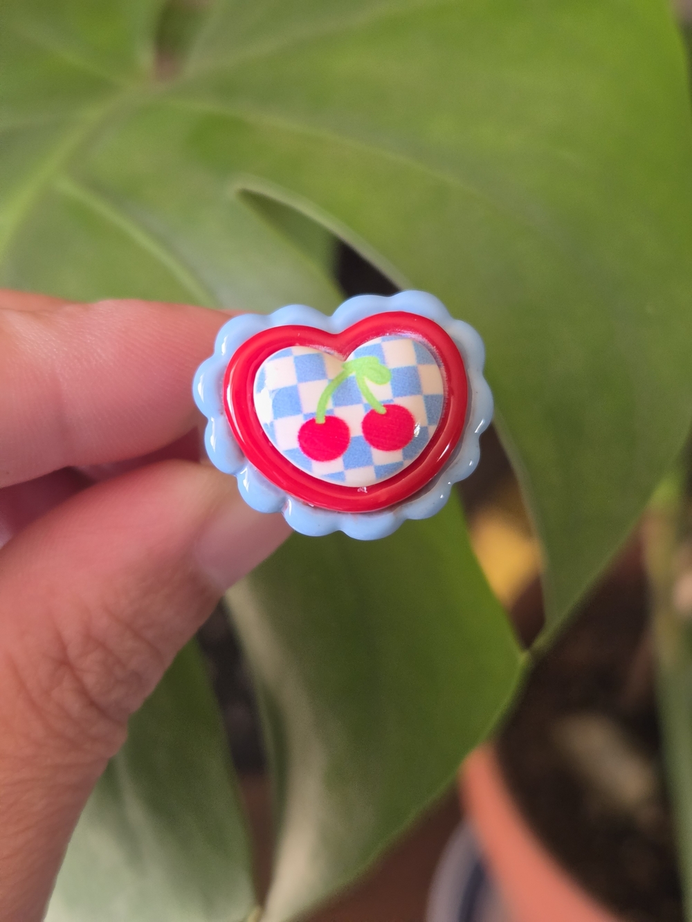 Cherry Heart Resin Ring